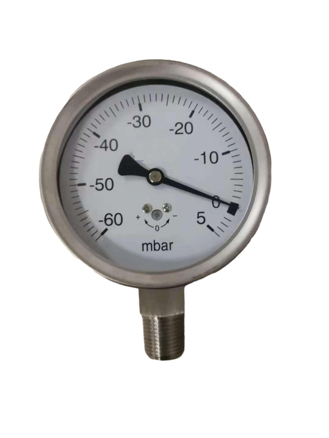 Quality 4" 100mm Lower Mount Micro Capsule Pressure Gauge 5 Mbar 1/2 NPT for sale