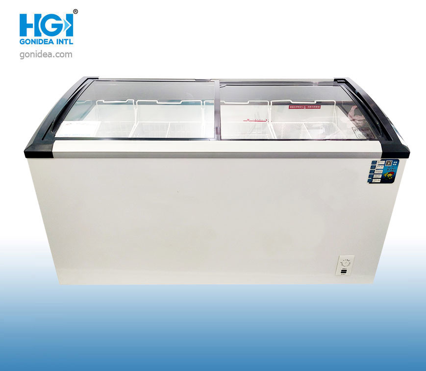 Buy cheap R290 Ice Cream Sliding Glass Top Chest Freezer 358 Liter Manual Defrost from wholesalers
