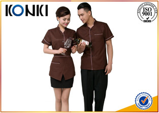 Quality Custom Color Restaurant Staff Uniforms For Waitresses Side Open for sale