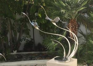 Quality Metal Bird Abstract Yard Sculptures / Metal Wave Sculpture For Indoor Decoration for sale