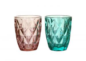 Quality 220ml Lead Free Hand Blown Colored Whisky Glasses , Diamond Pattern Glass Whiskey Cups for sale