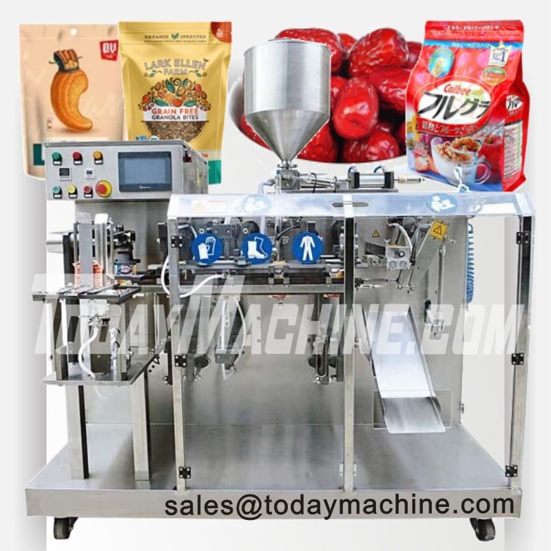 China Automatic Snack Food Potato Chips Dry Fruit Powder Liquid Pre-Made Zipper Pouch Packing Machine on sale