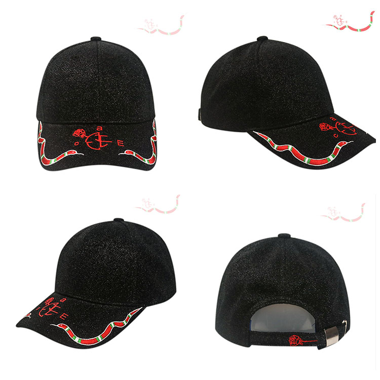 Lightweight Unisex Embroidered Baseball Caps With 100% Acrylic Glitter Powder