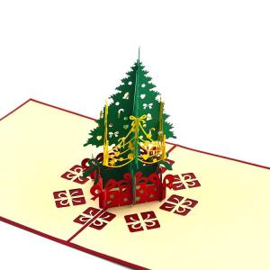 Quality Laser Cut 3D Christmas Tree Card Stereoscopic Paper Material CMYK Color ODM OEM for sale