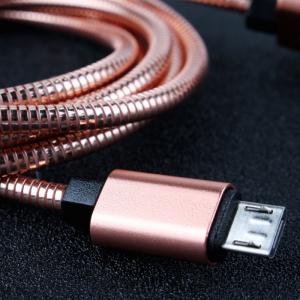 Quality Spring stainless steel metal braided usb data charging cable for iphone for HUAWEI samsung android High speed for sale