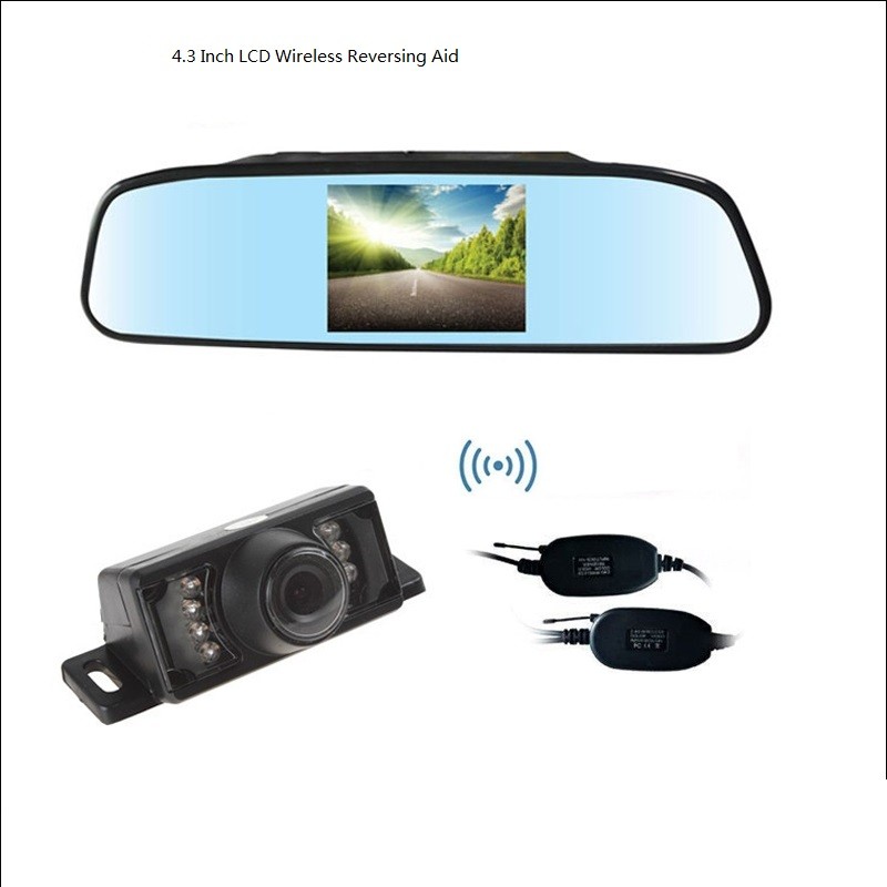 Quality Wireless 4.3 Inch LCD Rear View Mirror With Reverse Bakcup Camera Universal Car Monitor Parking assistance for sale