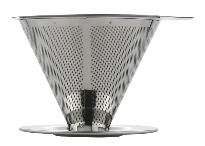 Quality Stainless Pour Over Coffee Dripper Reusable Manual Drip Brewer With Cone Filter for sale