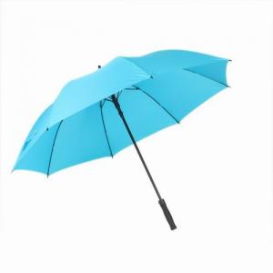 Custom Automatic Golf Umbrella , Blue Pongee Fabric Storm Proof Golf Umbrella