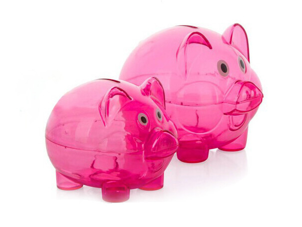 Quality Hot sale daily necessity products for children cute pig design plastic transparent piggy bank for sale