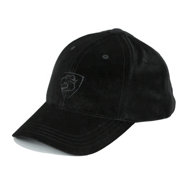 Quality Unisex Fitted Unstructured Baseball Caps , Black Velvet Baseball Hat Quick Dry for sale