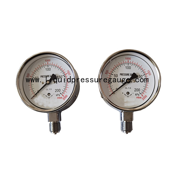 Quality 2000 Mbar Capsule Pressure Gauge Steel Case Chromed Connection 1/4'' NPT for sale