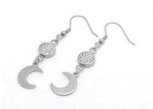 Quality Sun And New Moon Style Stainless Steel Dangle Earrings For Young Girl's Daily Decoration for sale