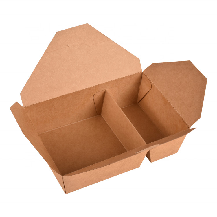 Quality Kraft Paper 2 3 Compartment Lunch Box Take Away Food Container Disposable for sale