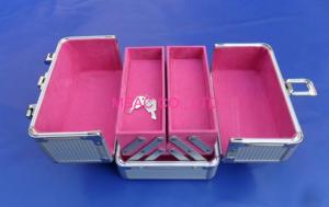 Quality Light Weight Aluminum Cosmetic Cases, Red Lining Small Aluminum Cosmetic Vanity Case for sale