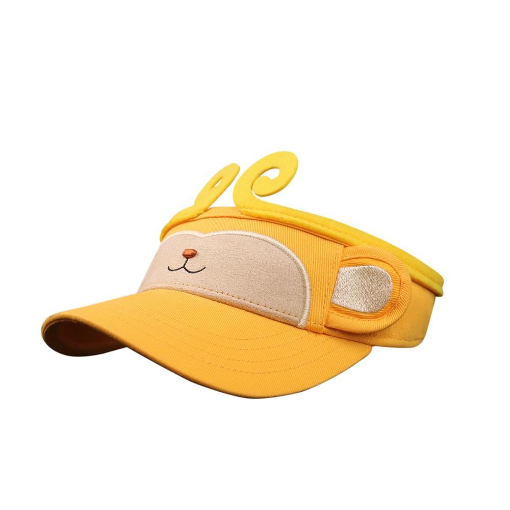 Quality Yellow Summer Kids Sun Visor Cap Colorful Monkey Animal Topee Hat For Children for sale