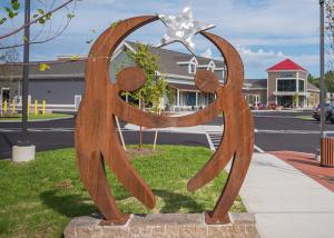 Quality Outdoor Corten Steel Sculpture Modern Park Welcome Metal Figure Rusty Finish for sale