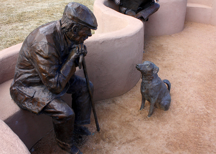 Quality Old Man And Dog Bronze Statue For Home Garden Public Decoration for sale
