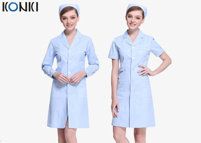 Quality Short Sleeve White / Pink Nurse Uniform Dress With Long Style Coat for sale