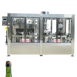 Quality Sparkling wine bottle filling machine automatic sparkling juice filling corking wire caging machine 3 in 1 mono block for sale