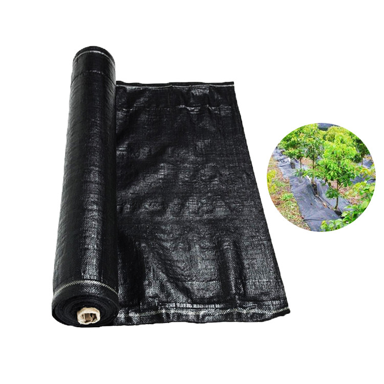 Quality Recyclable Black Plastic Ground Cover , PP Woven Fabric Roll For Agriculture / Garden for sale