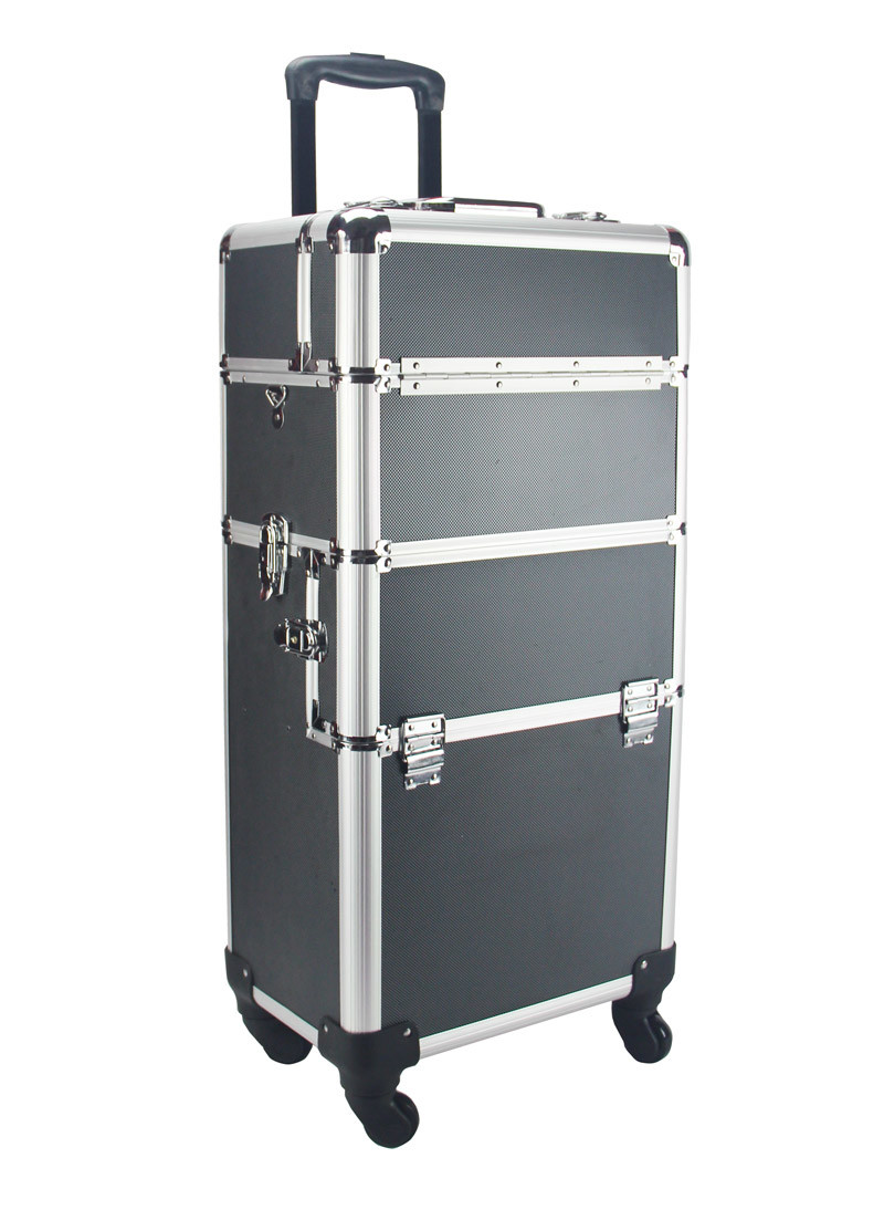 Quality Aluminum Rolling Makeup Cases, Aluminum Trolley Makup Cases With Tray for sale