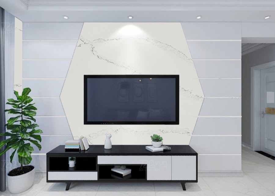 Quality Waterproof White Quartz Stone Polished Surface No Radiation For Living Room for sale