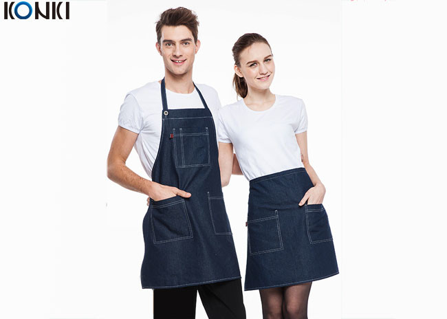 Quality Solid Color Womens Kitchen Aprons With Pockets For Women Cooking for sale