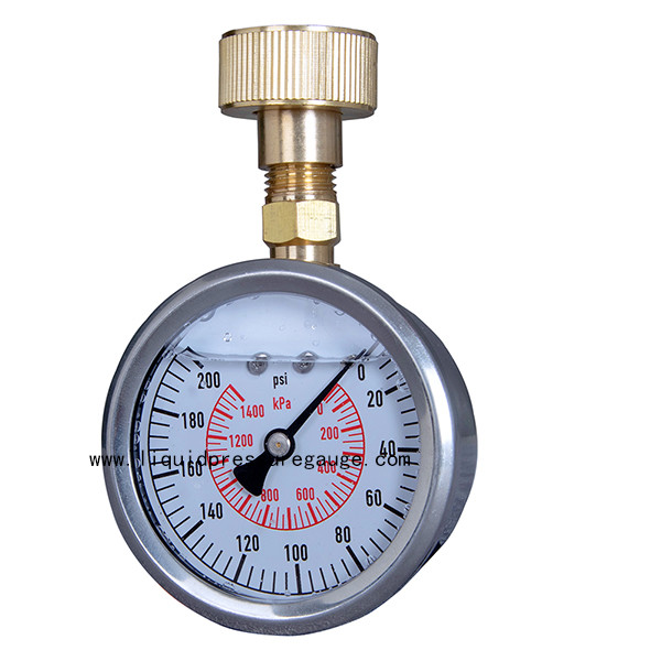 Quality Glycerine Liquid Filled Water Pressure Test Gauge 200Psi 3/4" Thread for sale