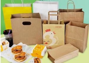 Quality Takeaway Food or clothing Square Bottom Gift packaging kraft paper bag for sale
