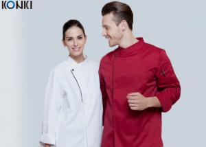 Quality Long Sleeve Western Style Hotel Chef Uniform / White Chef Coat for sale