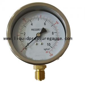Quality 150psi Brass Liquid Filled oil Pressure Gauges 4" Dial 1/2 NPT Lower Mount for sale