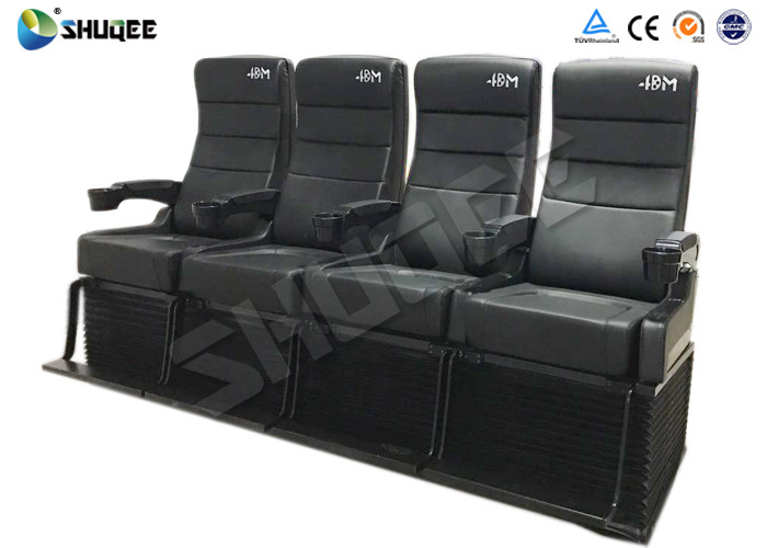 Black Leather 4D Cinema Motion Seats Movie Theater Chair Pneumatic / Electronic Drive