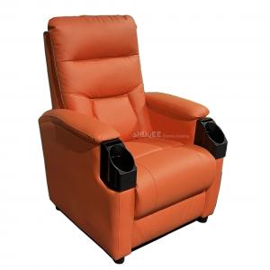 Quality Leatehr Recliner Orange Movie Theater Seats With Cup Sacuer For Cinema Home Living Room for sale