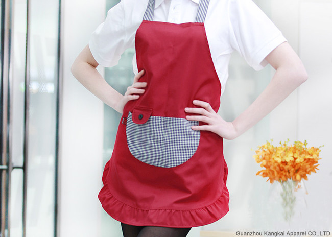 Quality Contrast Color Custom Embroidered Aprons Working Cooking For Coffee Shop for sale