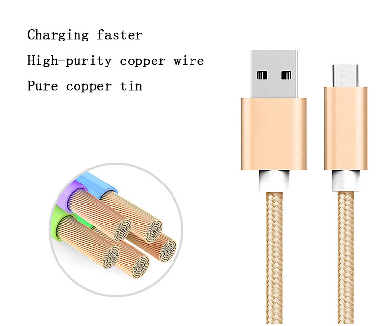 Quality USB Type C Cable Braided Charging Micro USB Cable High Speed Charging Cord Metal Housing For Note 8 for huawei xiaomi for sale