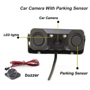 Quality Reverse camere New 2 in 1 Sound Alarm CCD HD Car Reverse Backup Camera Parking Radar System guide line with data for sale