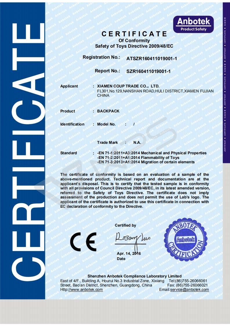 FUJIAN LEADING IMPORT AND EXPORT CO.,LTD. Certifications