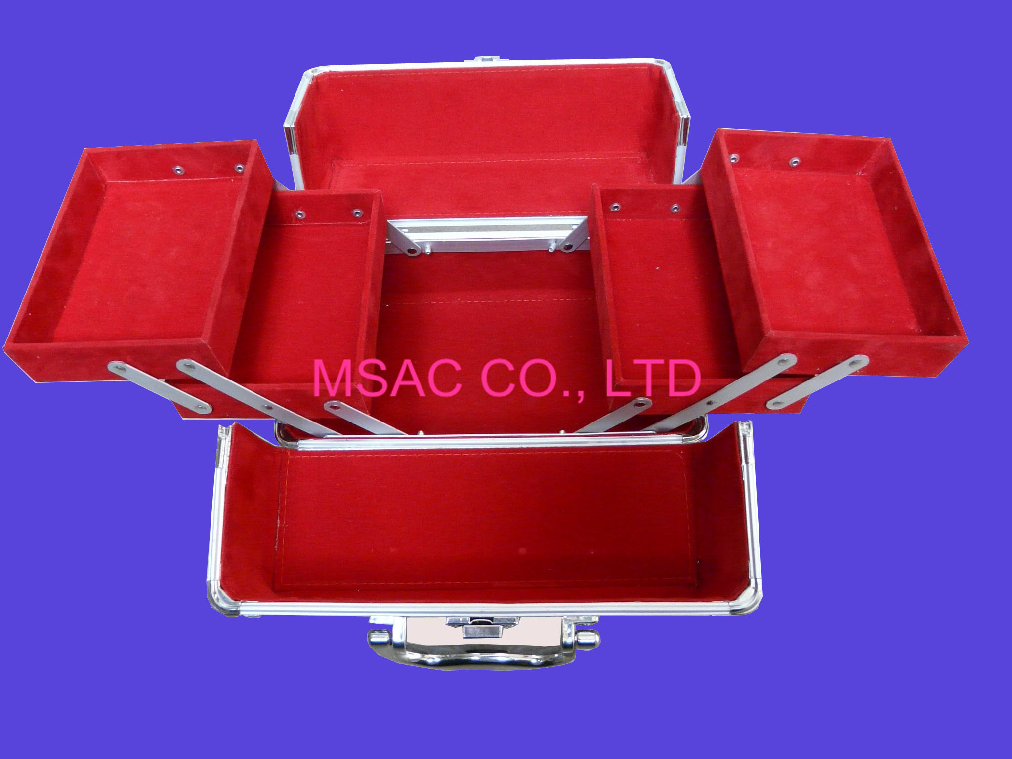 Quality Sliver Aluminium Cosmetic Case Red Lining Inside L 280 X W 180 X H 180mm for sale