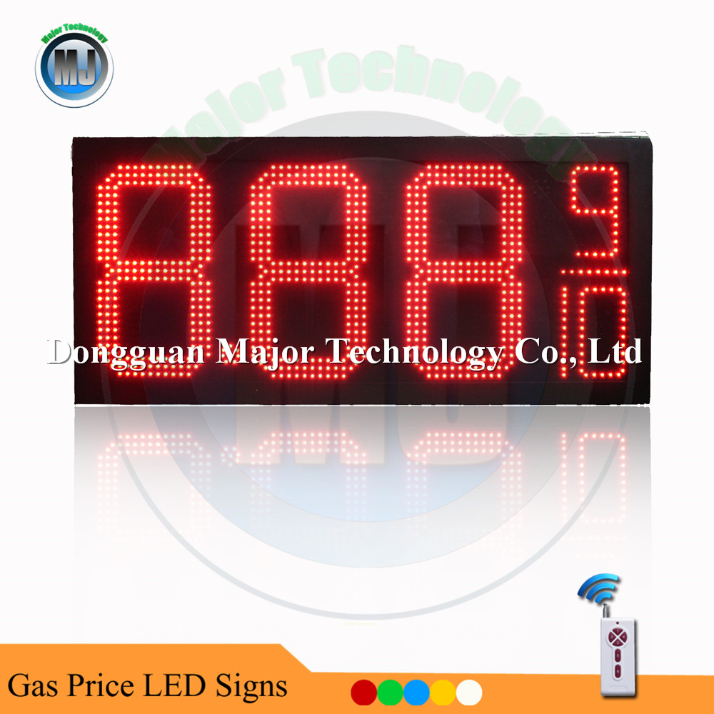 Quality Red Color 8.88 9/10  12" Gas Station LED Price Display With Remote Control for sale
