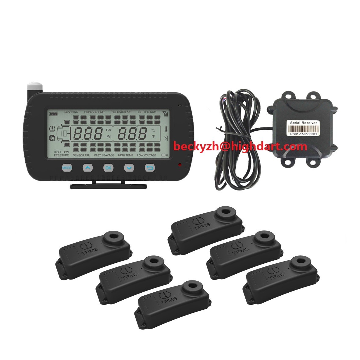 Quality RS232 integrate GPS communicate TPMS tire pressure temperature real-time monitoring system 144 Wheels Sensors for sale