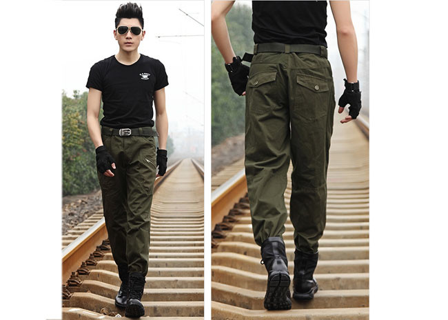 Quality Comfortable Long Style Military Army Green Skinny Cargo Pants For Man for sale