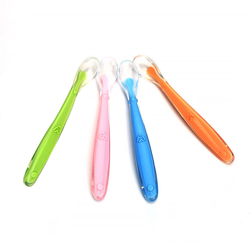 Quality Christmas Gift Silicone Baby Spoon Colorful For Baby Girl / Boy Flexible for sale