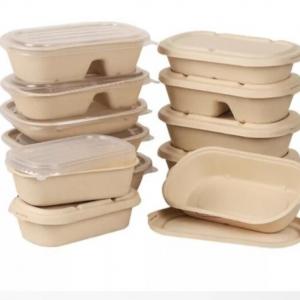 Quality 700ml 850ml 1000ml 100% Compostable Lunch Box For Hotel Restaurant Unbleached for sale