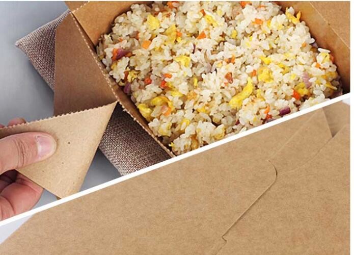 Quality Yellow Fast Food And Takeaway Food Packaging Kraft Paper Lunch Box for sale