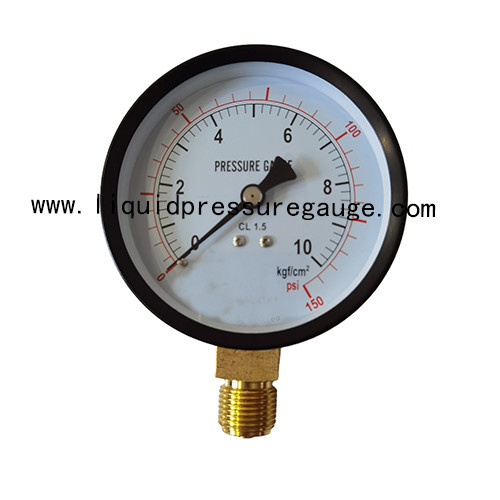 Quality 4 Inch Dry hydraulic General Pressure Gauges 1/2 BSP Steel Case 150 Psi for sale