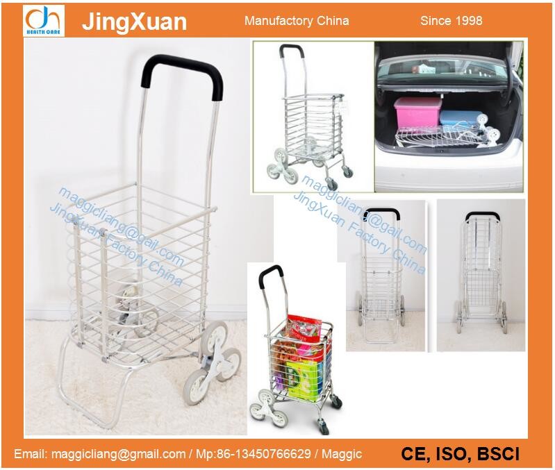 Quality RE1109L shopping trolley, Aluminum Folding Shopping Grocery laundry Cart with Swivel Wheel for sale
