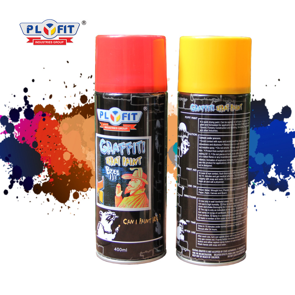 Quality 400ml Aerosol Graffiti Spray Paint Red Yellow Color Liquid Coating Hard Film for sale