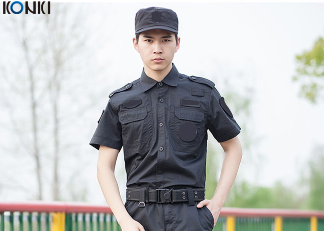 Quality Cool Security Guard Uniform , Black Short Sleeve Security Uniform Shirts for sale