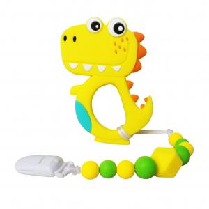 Quality OEM Baby Dinosaur Teething Toys With Pacifier Clip Holder for sale