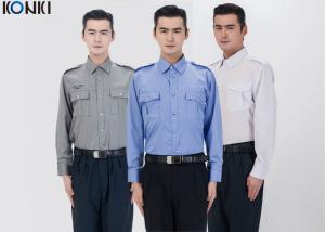 Quality Polyester Cotton Male Security Officer Uniforms Blue Long Sleeve Shirt for sale
